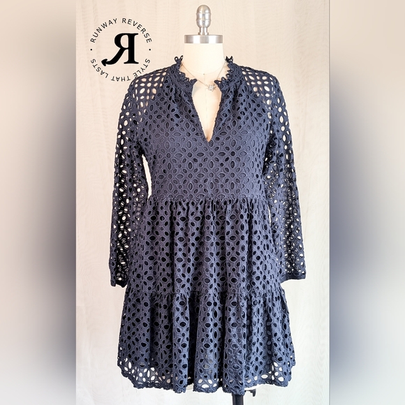 J. Crew Dresses & Skirts - J. Crew Navy Long Sleeve Eyelet Dress